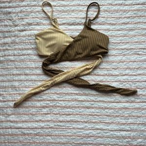 Tan Shein color block bathing suit top (small)